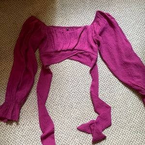 Shein tie back long sleeve shirt